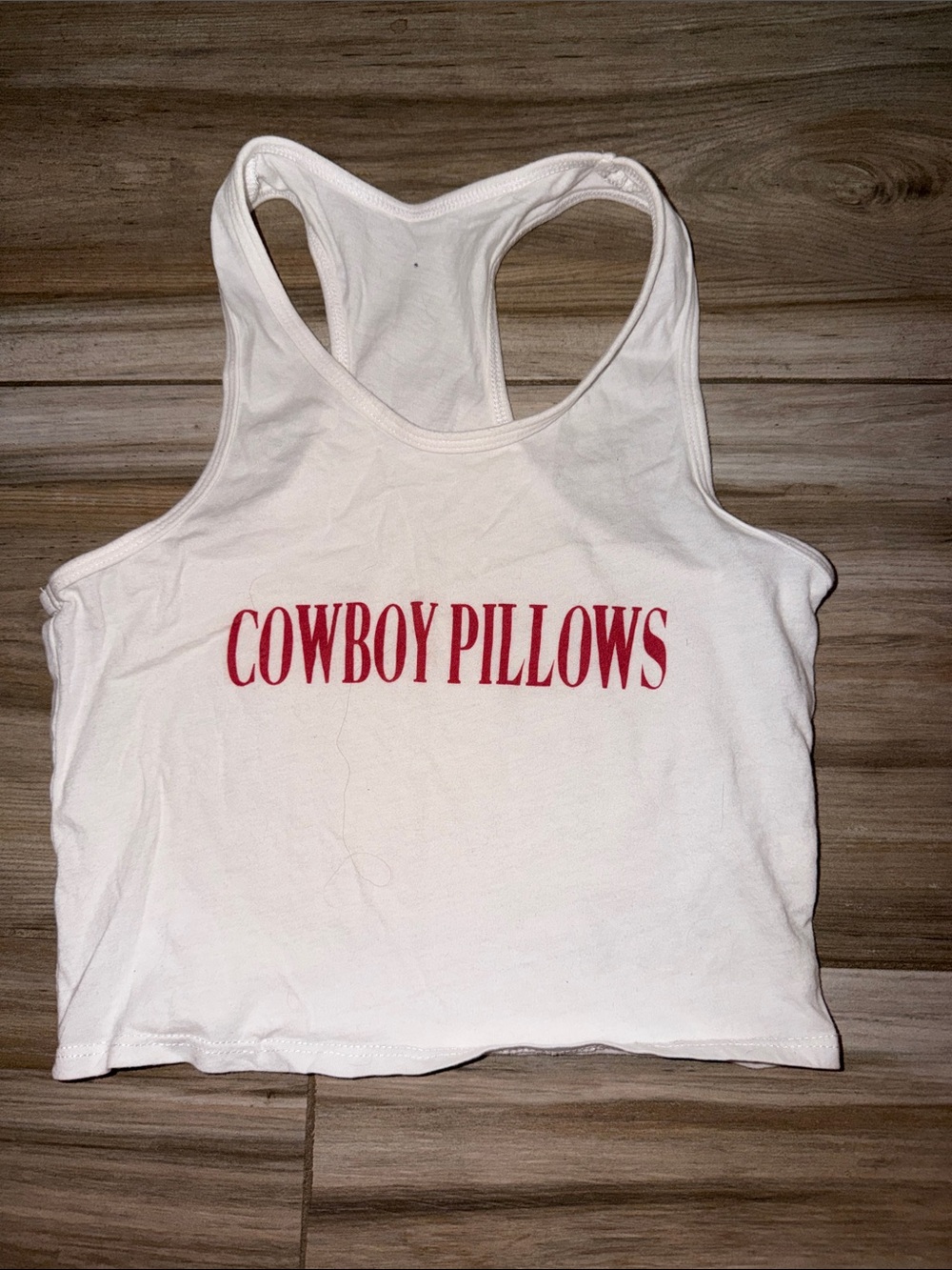 Cowboy Pillows White Crop Tank Top